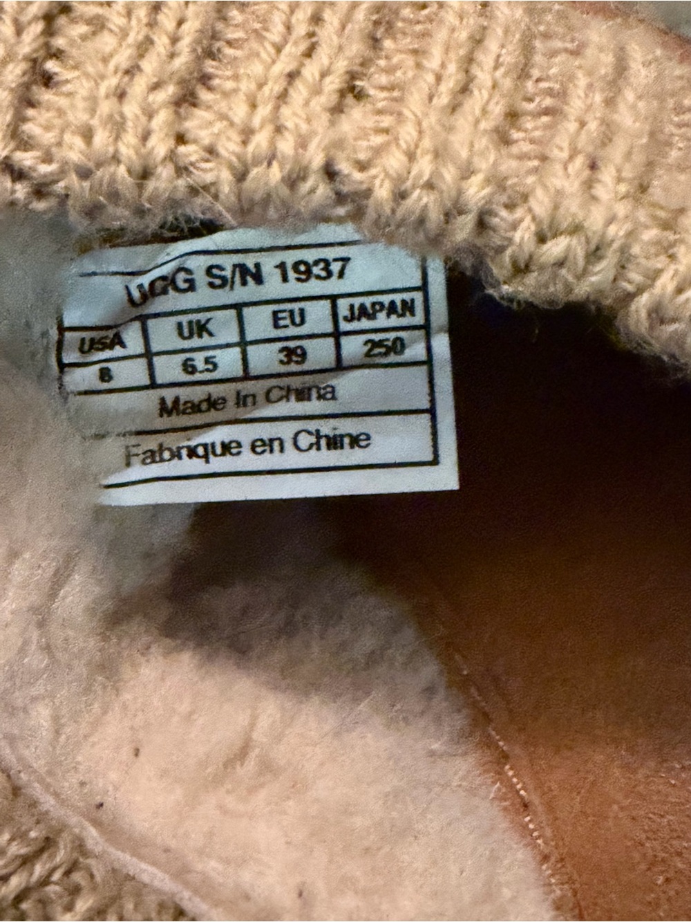 UGG Brown Leather Clog with Knit Collar - Picture 7 of 8